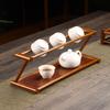 Zen Bamboo Tea Tray with Woven Mat Surface