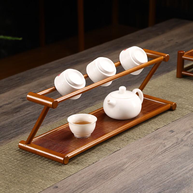 Zen Bamboo Tea Tray with Woven Mat Surface