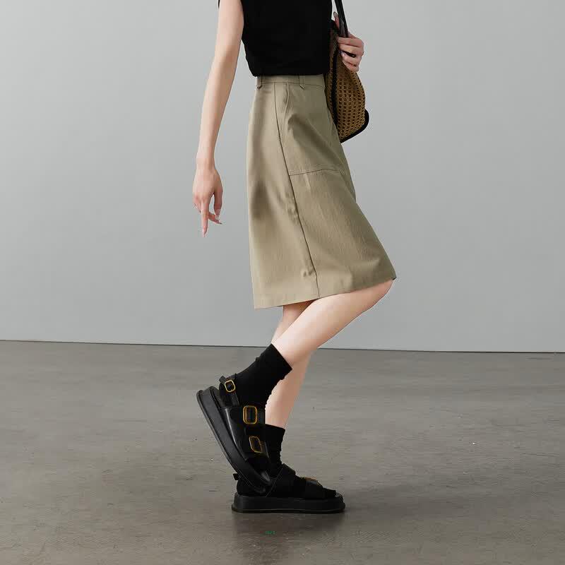 SOFSIL Women's High-Waist A-Line Midi Skirt