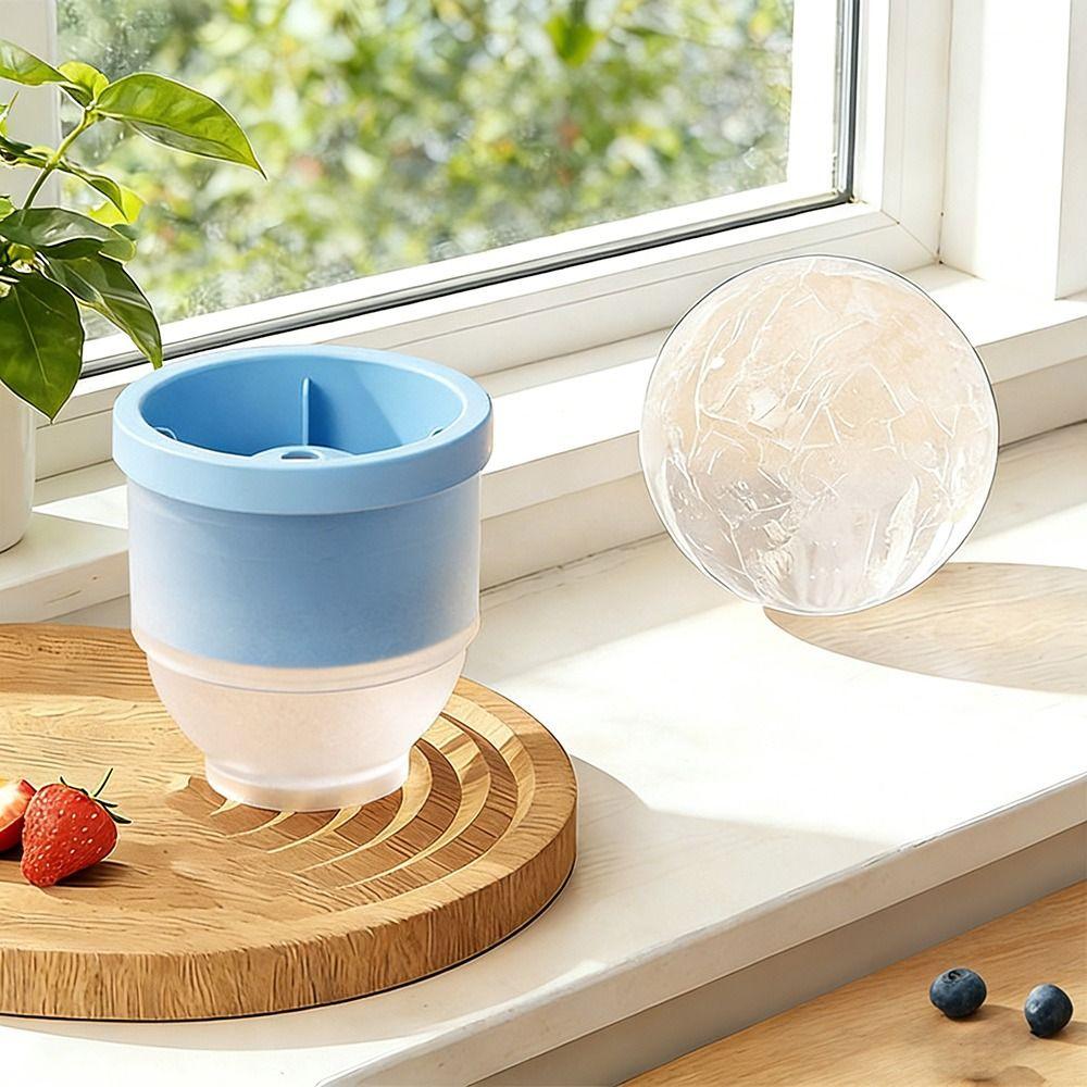 Portable Reusable Ice Ball Mold Silicone Spherical Ice Bucket With Lid Ice Cube Mold For DIY Ice Cream