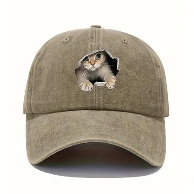 Cat Pattern Design for Four Seasons Leisure and Sports Sunshade Hat Fun Baseball Hat for Men and Women Outdoor Travel