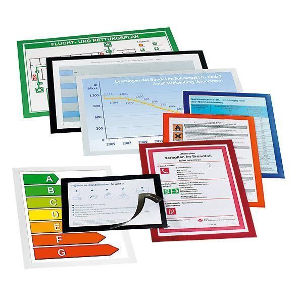 Cadre d'information - Durable - A4 - Noir - Lot de 10 - Autocollant