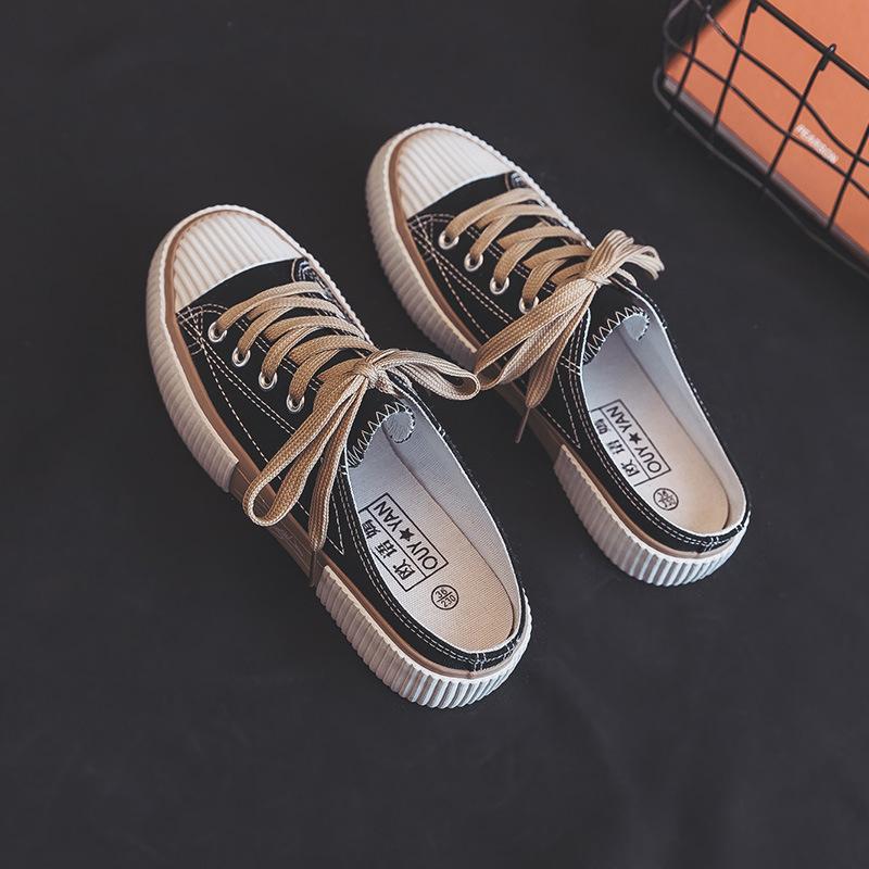Korean Wild Half -Dragged A Lazy Pedal Canvas Shoes Without Heel