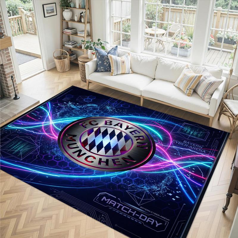 FC Bayern Design Kristall Samt Teppich Gemütlich Nicht?Rutschfester Teppich mit Aufdruck für Schlafzimmer Wohnzimmer Eingang