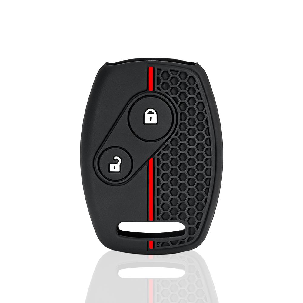 2 Buttons Silicone Car Remote Key Fob Case For Honda Civic 4D Jazz Gr8 Cr-V Srv Frv Fit Csx Chord 7 Accord Emblem Extra Screw