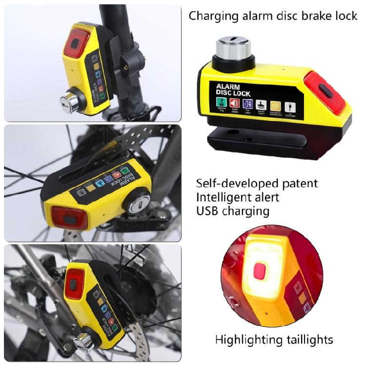 High Strength Metal Disc Brake Lock with 110dB Security Alarm Small Vehicle Alarm Lock for Motorcycle Bike Scooter