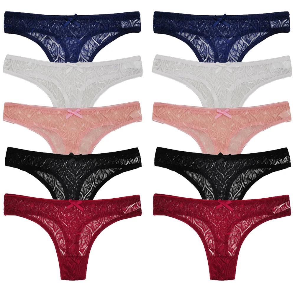 10 ks/sada Síťovaná krajka Průhledná tanga Dámské kalhotky Spodní prádlo Dámská bezešvá G-string Dámské spodní prádlo Intimní prádlo