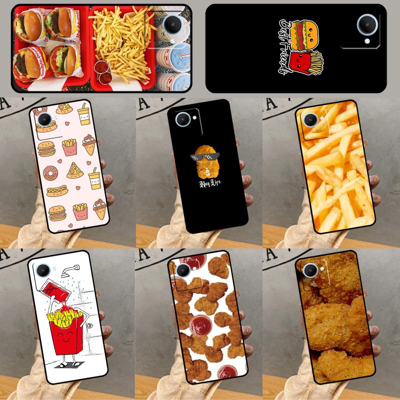 French Fries Burger Pizza Case For Realme GT 7 Pro GT 6T 6 5 C55 C53 C51 C21Y C25S C61 C67 C75 10 11 12 13 14 Pro Plus