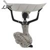 Silver Jewelry Carved Figure African Woman Figurine with Head Tray, Black & White Tribal Ethnic Pattern Resin Statue, Decor Dual-Function Storage
