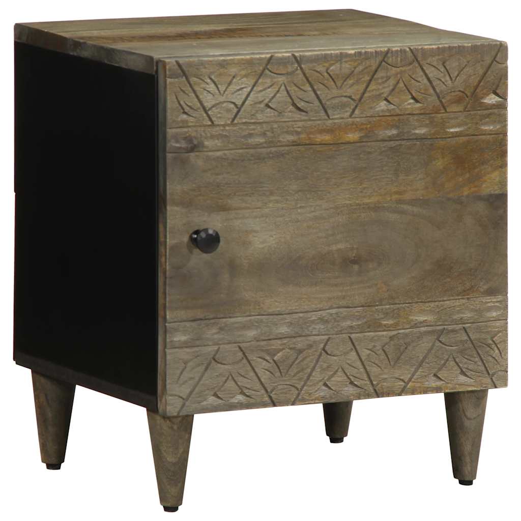 Nightstand Light Grey 40x33x46 cm Solid Mango Wood