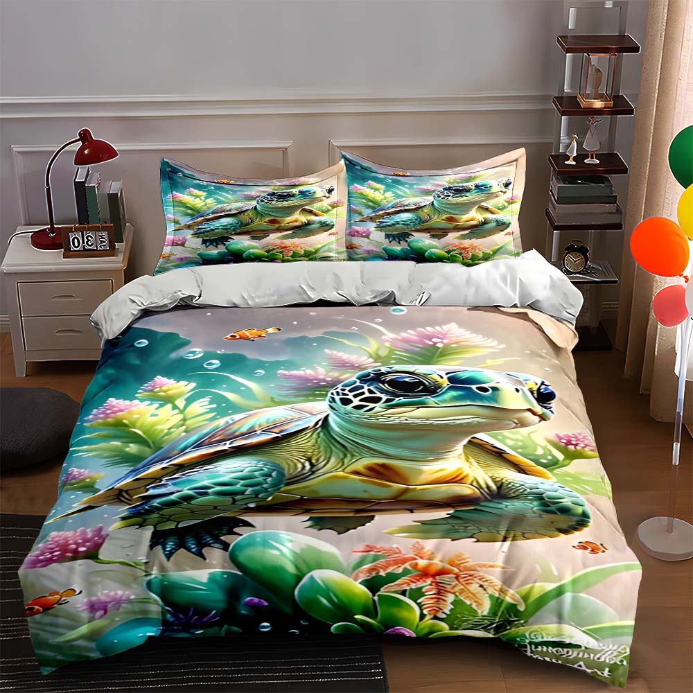 

Colorful sea turtle. Bedding Duvet cover sets Duvet covers Pillowcases gifts (1 * Duvet Cover 2 * Pillowcases, without duvet insert) 135x200cm