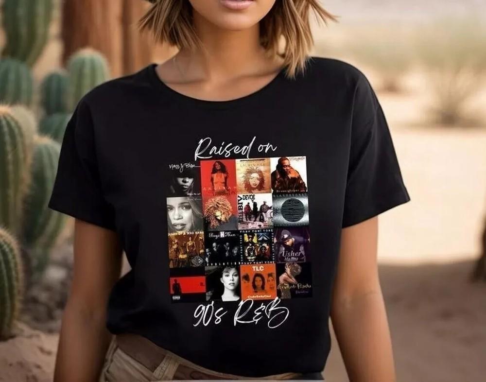 Raised On 90s R&B Album Cover , Music Lover Shirt Unisex T-Shirt L