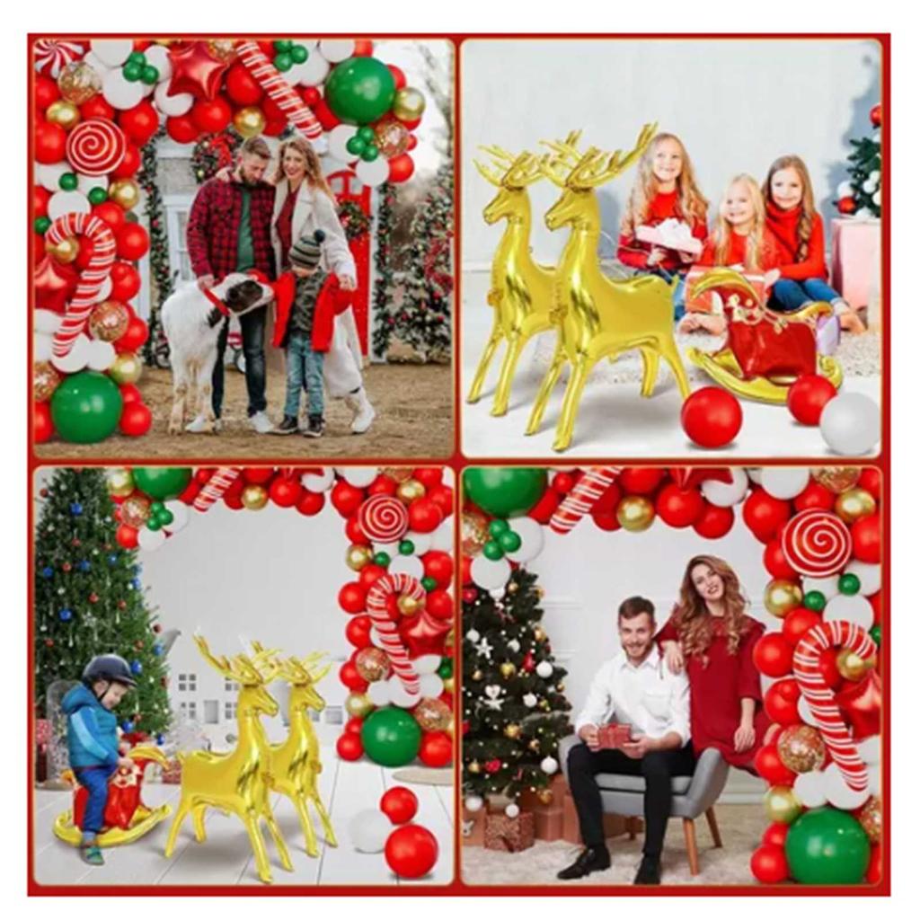 Zestaw łuków z girlandą balonów świątecznych Metaliczny złoty zielony czerwony biały Balony świąteczne dekoracje na Nowy Rok