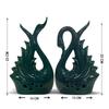 Modern Elite Swan Pair Ceramic Art Figurine | Beautiful Home Decor (Pack of 2, Green)