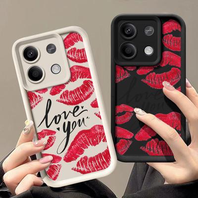 Für Xiaomi 14t 13t Poco X6 F6 X5 Pro Redmi Note 14 13 12 11 10 Pro Kiss Lips Muster Stoßfestes Silikon Weiche Linse Schutz Anti-Fall-Hülle