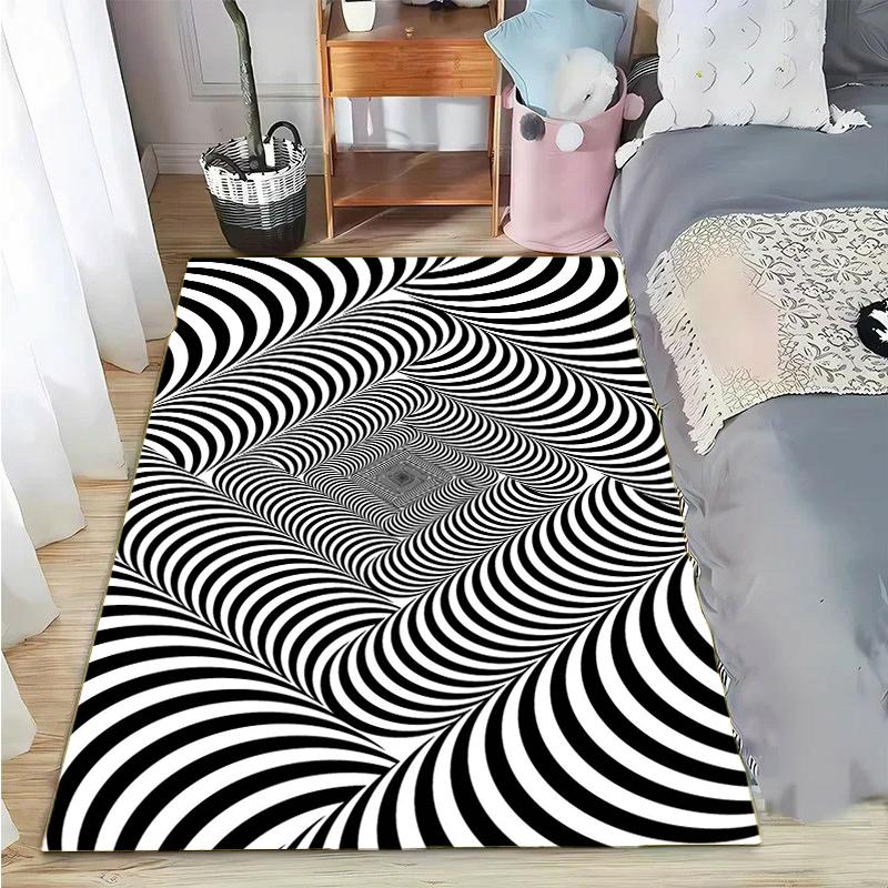3D Vortex Illusion Area Carpet Rug for Living Room Decor Bedroom  Abstract Geometric Optical Vertigo Carpet Non-slip Floor Mat