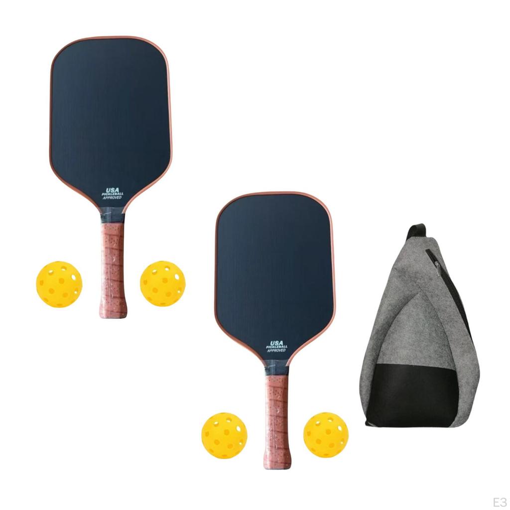 Carbon Fiber Pickleballs Paddle Set with Two Balls for Balance Rotation Without Bag