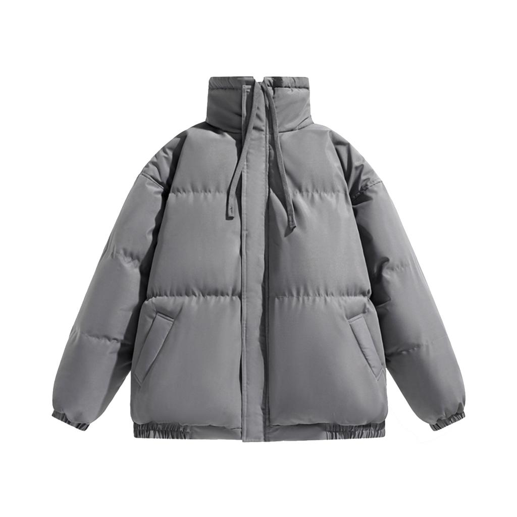 Men's Casual Solid-color High-neck Zipper Cotton-padded Jacket, Men's Thickened Cotton-padded Warm Bread Jacket Jacket