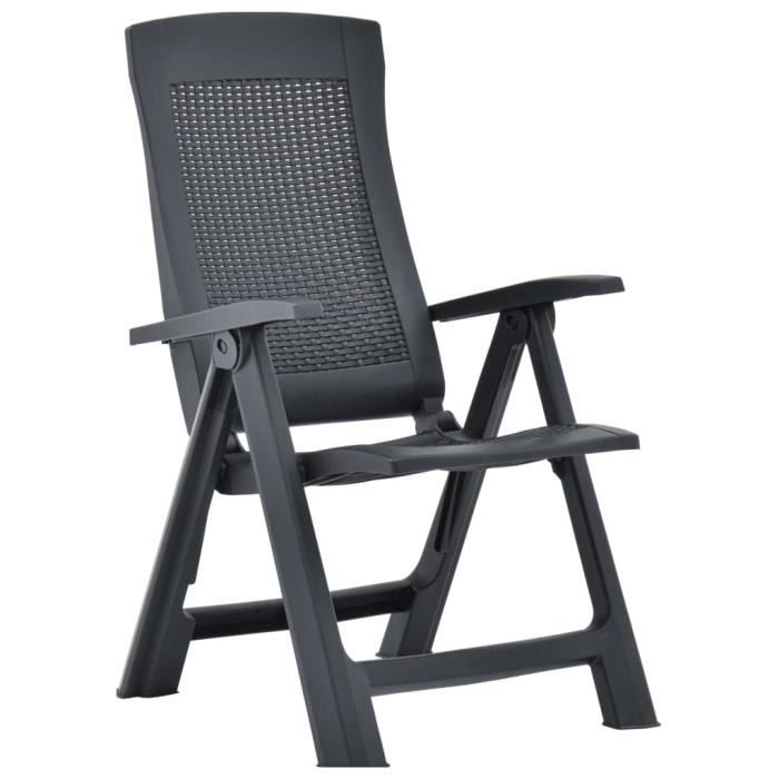 Garden Reclining Chairs - VIDAXL - Anthracite - Plastic - Set of 2 - Contemporary