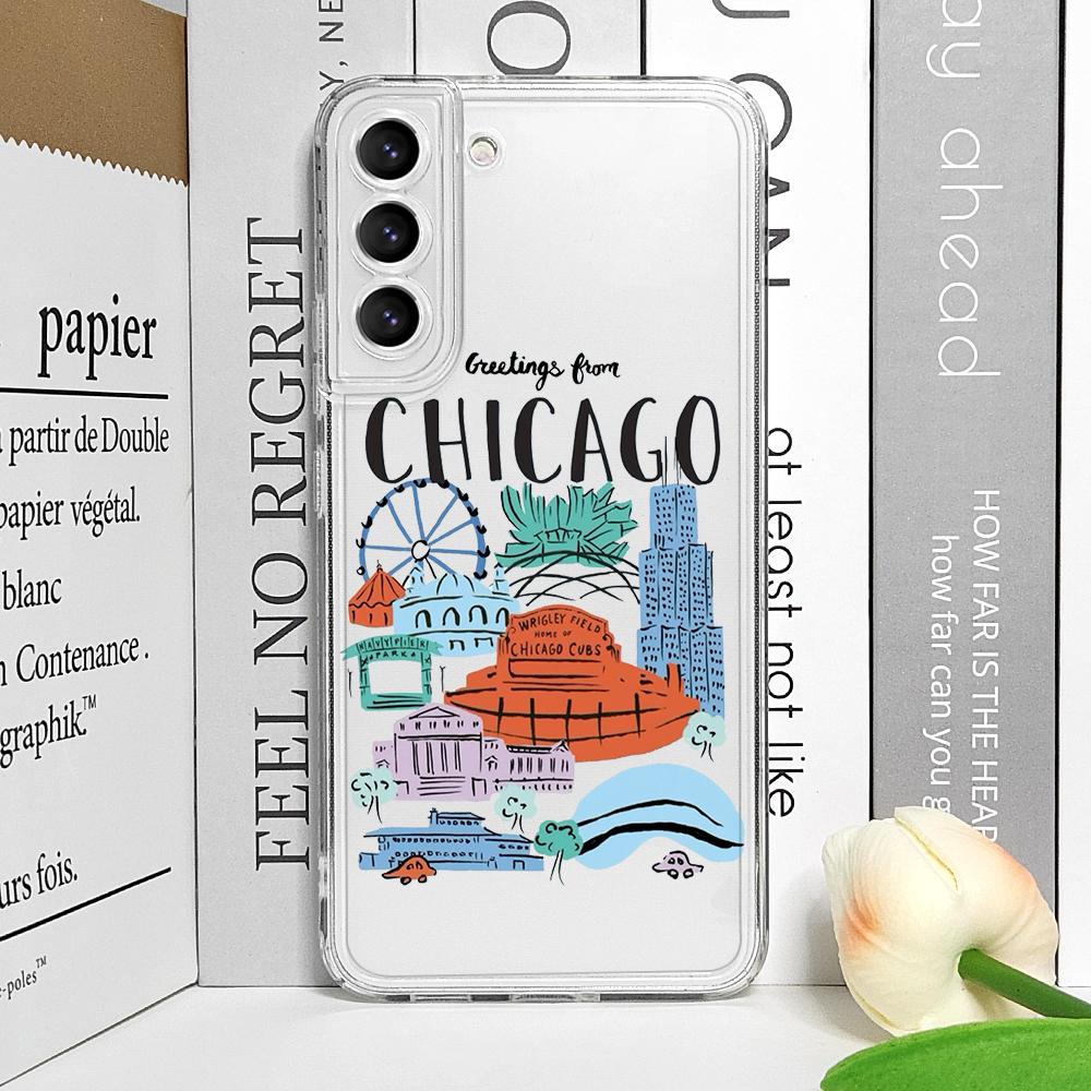 Trendiges Korea Paris New York City Klare Handyhülle für Samsung Galaxy S25 S24 S23 S22 Ultra S21 Plus S20 FE A55 Weiche Hülle Fundas