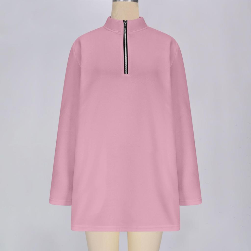 Women's Fashionable Solid Color Long Sleeved Casual Pullover Sweatshirt Top