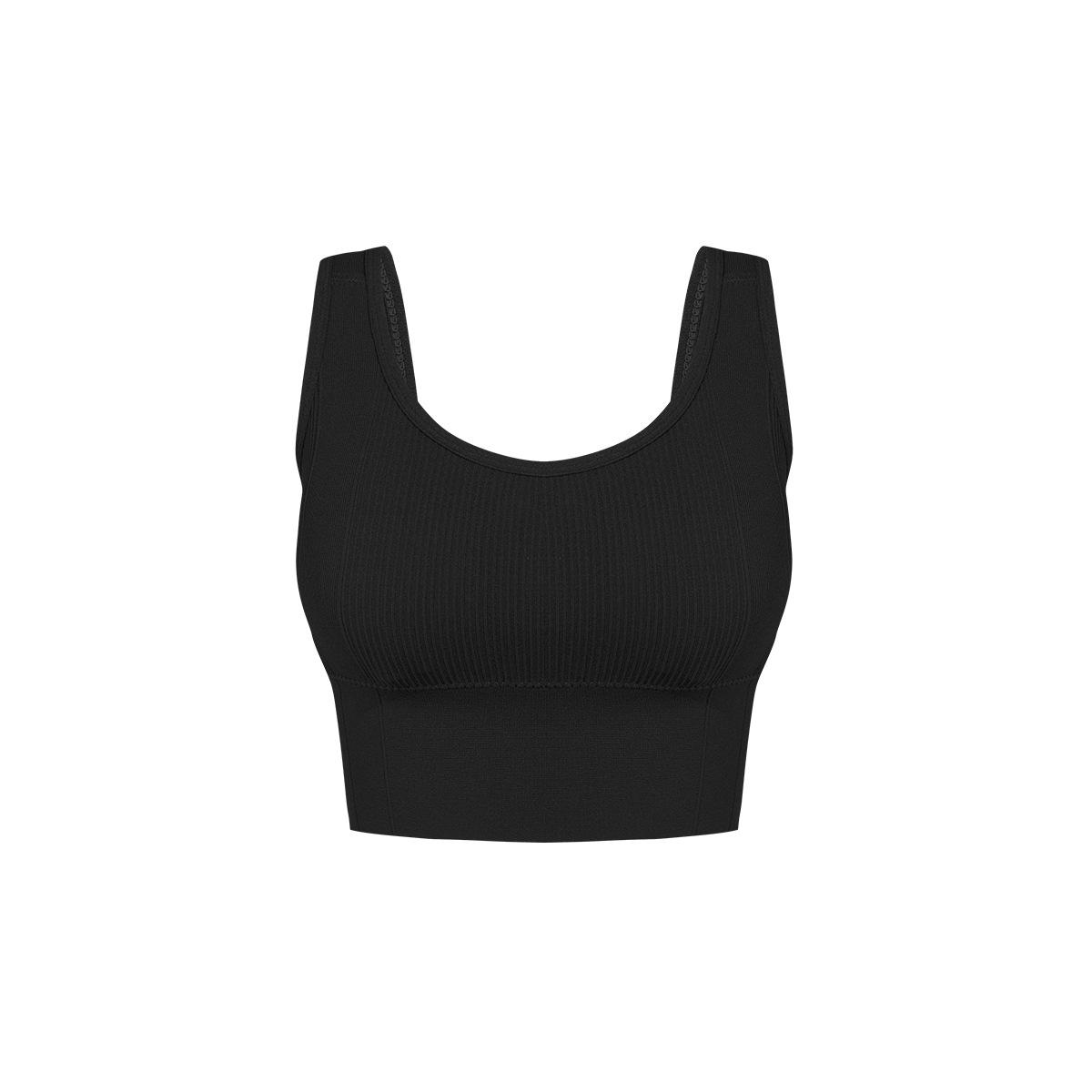 Женский бесшовный спортивный бюстгальтер на косточках, Минималистичный спортивный бюстгальтер в стиле жилета, Спортивный бюстгальтер S чёрный