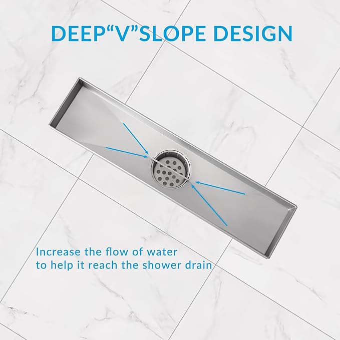 Factory Direct 12 Inch Brushed Linear Shower Drain 304 Stainless Steel Channel Drain for Hair Catcher