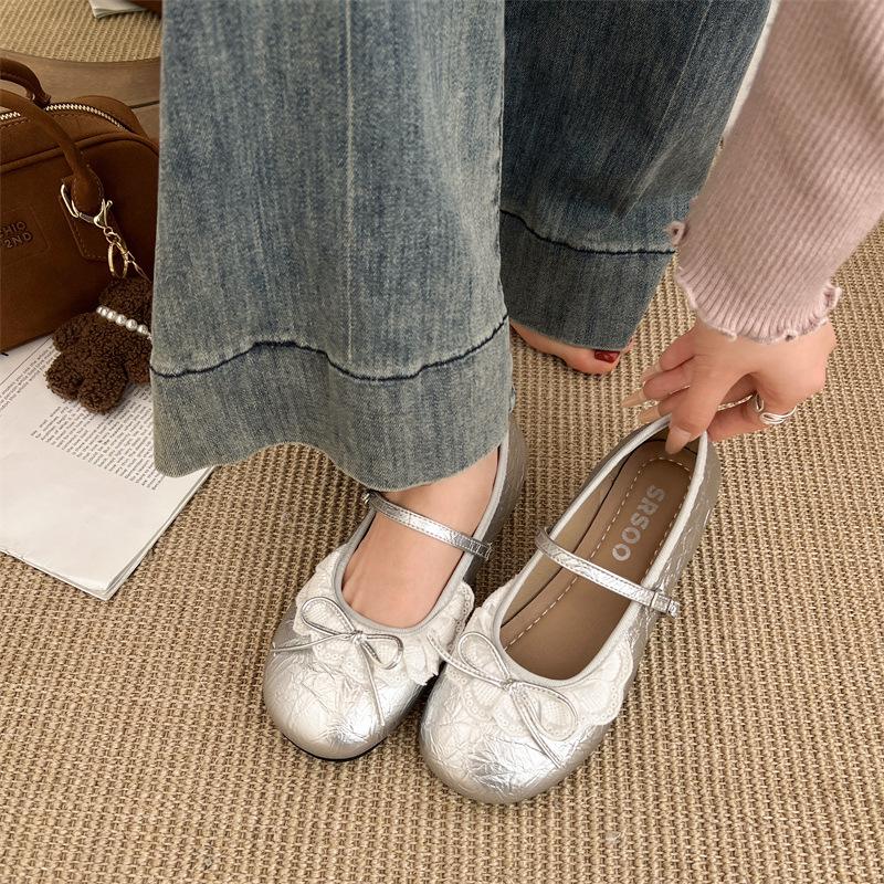 French Retro Lace Shallow Mouth Single Shoes Women's 2025 Spring and Summer New Beautiful Fashion with Skirt Flat Mary Jane Shoes