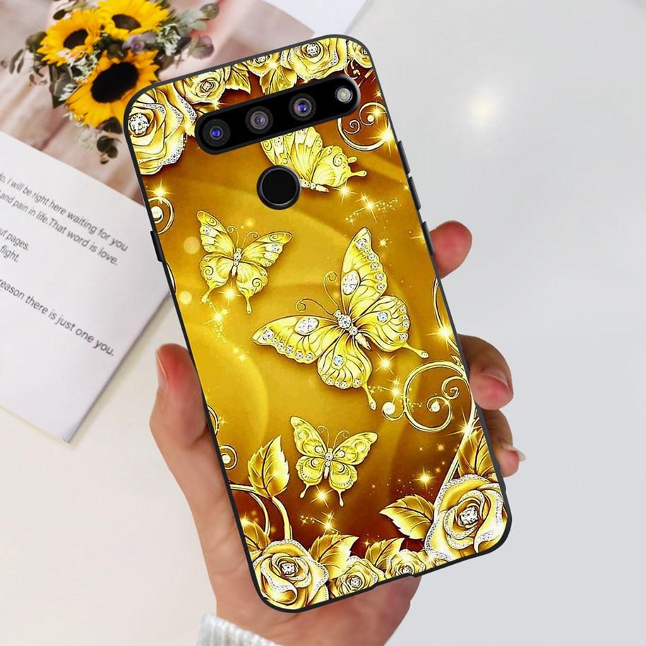 For LG V50 ThinQ 5G Case LM-V500EM Phone Cover Fashion Flower Butterfly Soft Silicone Back Cover For LG V40 V50s Thinq 5G Bumper