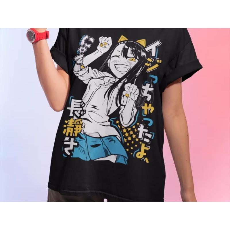 Trend Summer 2025 Cosplay Neutral Black and White T-Shirt Nagatoro-san Shirt Ecchi Funny Hentai Japan Kawaii Anime Soft Tee