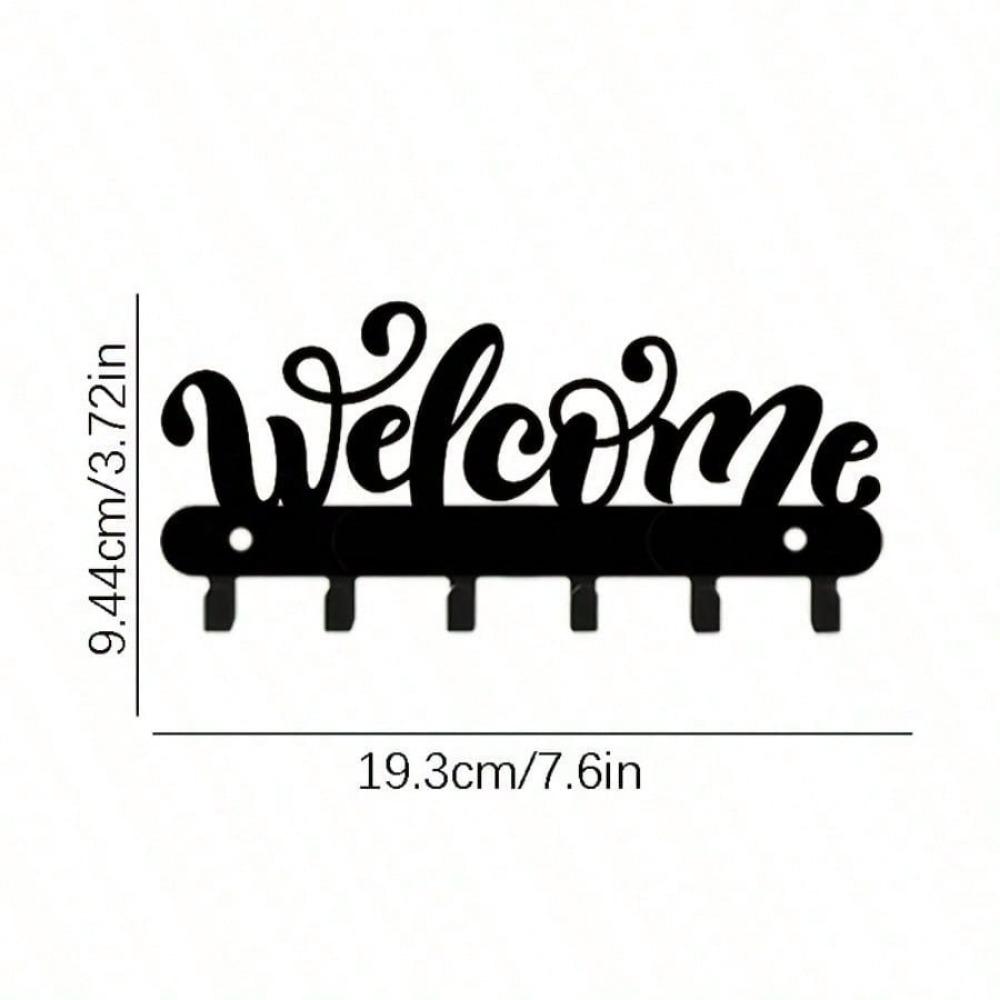 1pc Modern Metal Welcome Key Holder - MultiFunctional Wall-Mounted Organizer For Keys, Coats, Hats