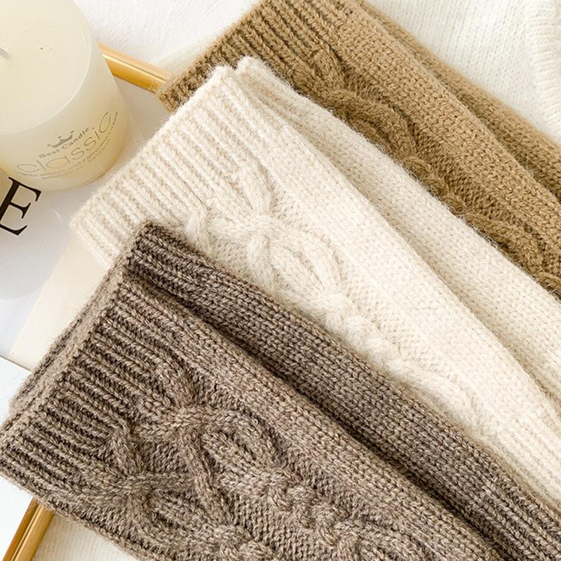 1 Pair Fashion Women Soft Cashmere Fingerless Arm Warm Winter Gloves Hand Long Warmer Mittens