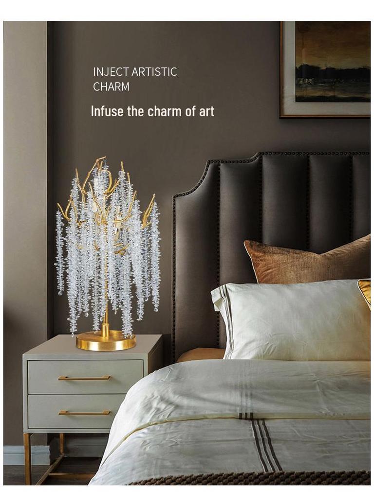 Elegant Crystal Table Lamp: French Art Deco Branch Design for Luxury Living and Dining Spaces