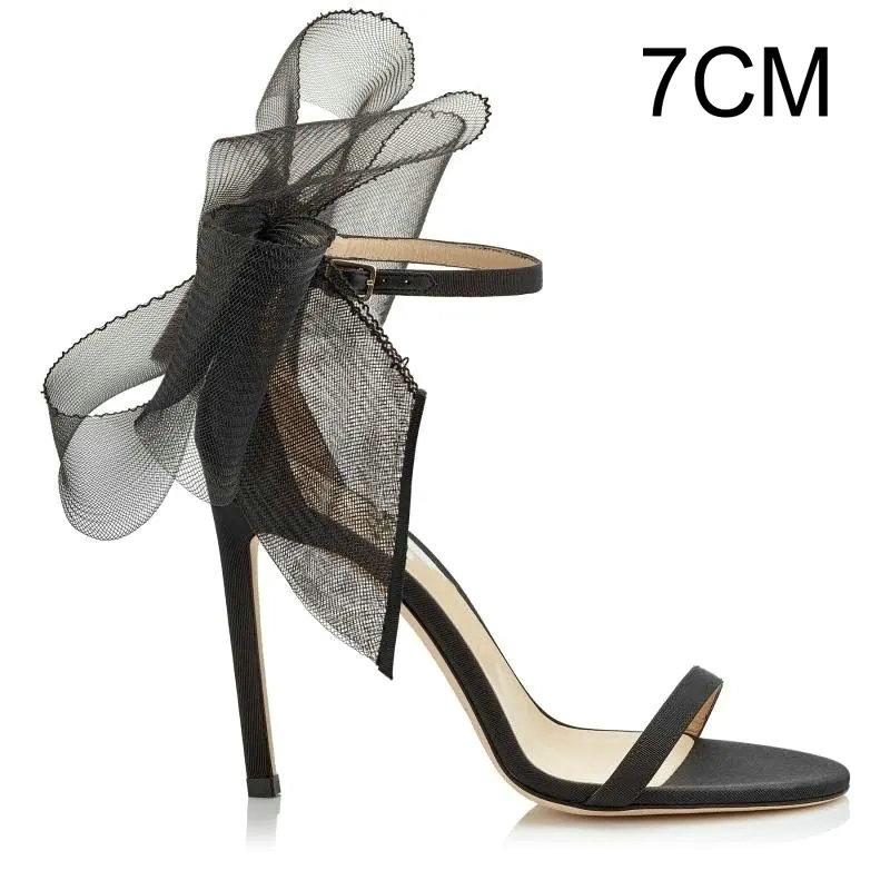 Fashion Lace Asymmetrical Bow Sandals 2024 Summer New Sexy Line With Open Toe Stiletto European And American Heels