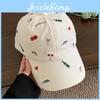 Embroidered Fish Rose Baseball Cap With Wide Brim For Casual Sun Protection