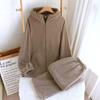Couple's Fleece Pajamas: Warm Hooded Zip-Up for Men, Perfect for Fall and Winter Lounging or Outerwear.