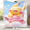 6 Style Pikachu Pokemon Flannel Blanket,Ultra Soft Warm Plush Throw for Home Bedroom Bed Sofa Cover Office Camping Picnic Gift