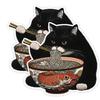 2 Pieces 13x12cm Black Cat Eating Ramen Funny Waterproof Vinyl Car Decal Exterior Decor
