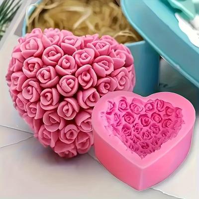 1 moule Rose Amour, Moule à Savon en Silicone, Moule à Savon en Silicone Rose Cœur DIY