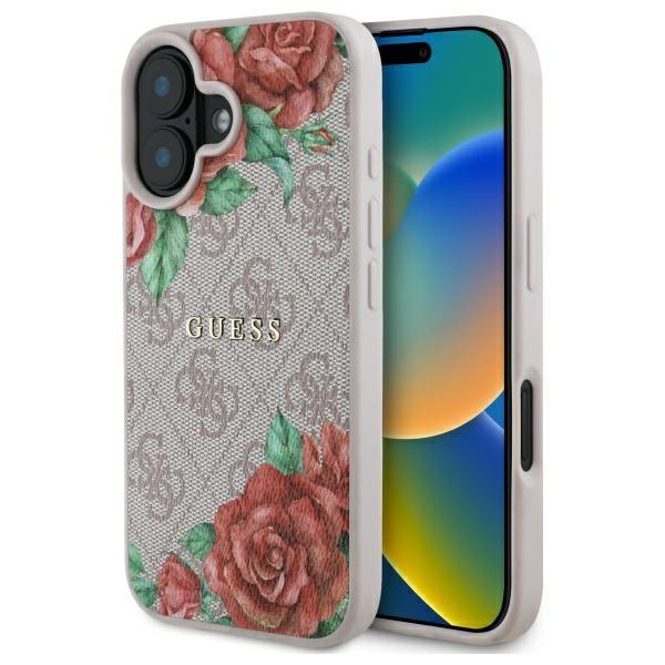 Guess Guhmp16Sp4Ropemcp Iphone 16 6.1   Różowy/Pink Hardcase 4G Flowers Print Magsafe