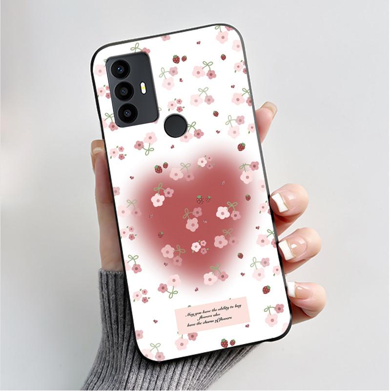 For TCL 30 SE 30E 306 305 Case 6165D 6102H 6102A 6102D Phone Cover Fashion Butterfly Flowers Black Soft Silicone Casing Bumper