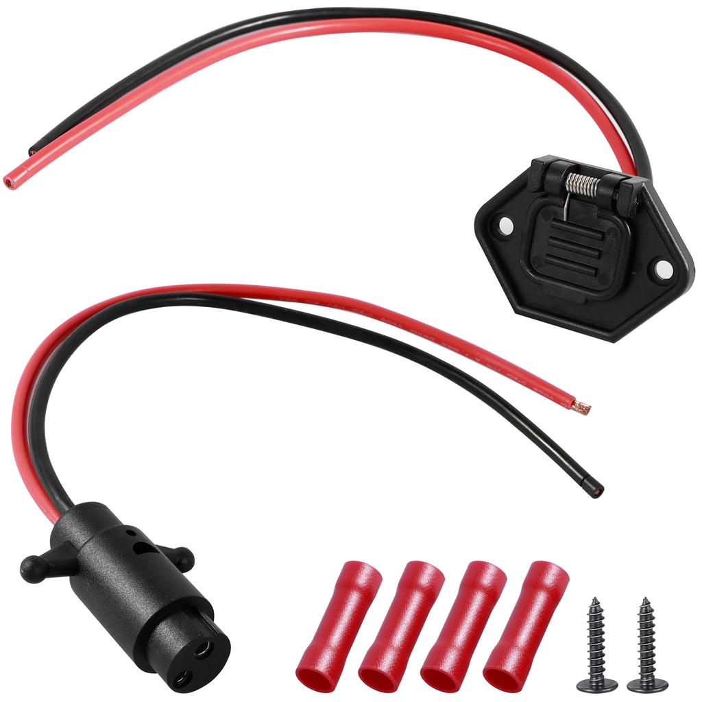 12v 8/10 Gauge 2-Wire Marine Male and Female Trolling Motor Connectors Plug Waterproof Socket Kit Made of Flame Retardant