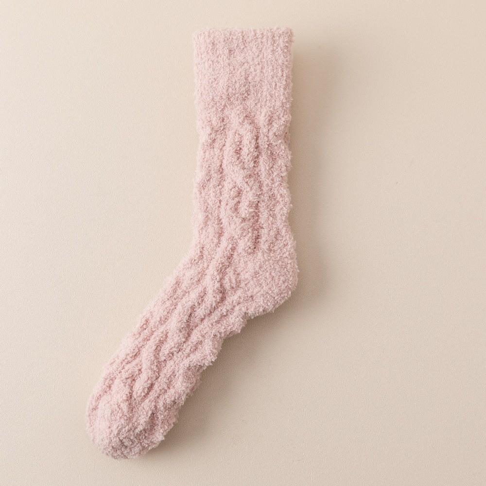 New Winter Coral Velvet Socks Warm Solid Color Cotton Socks Fluffy Soft Floor Socks Sleep Socks
