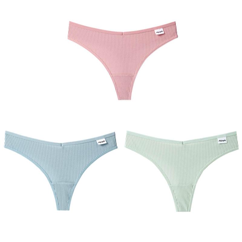 CINOON 3 Teile/los V Taille Baumwolle G-String Tanga Höschen String Unterwäsche Frauen Slip Sexy Dessous Hosen Low-Rise Damen Intim