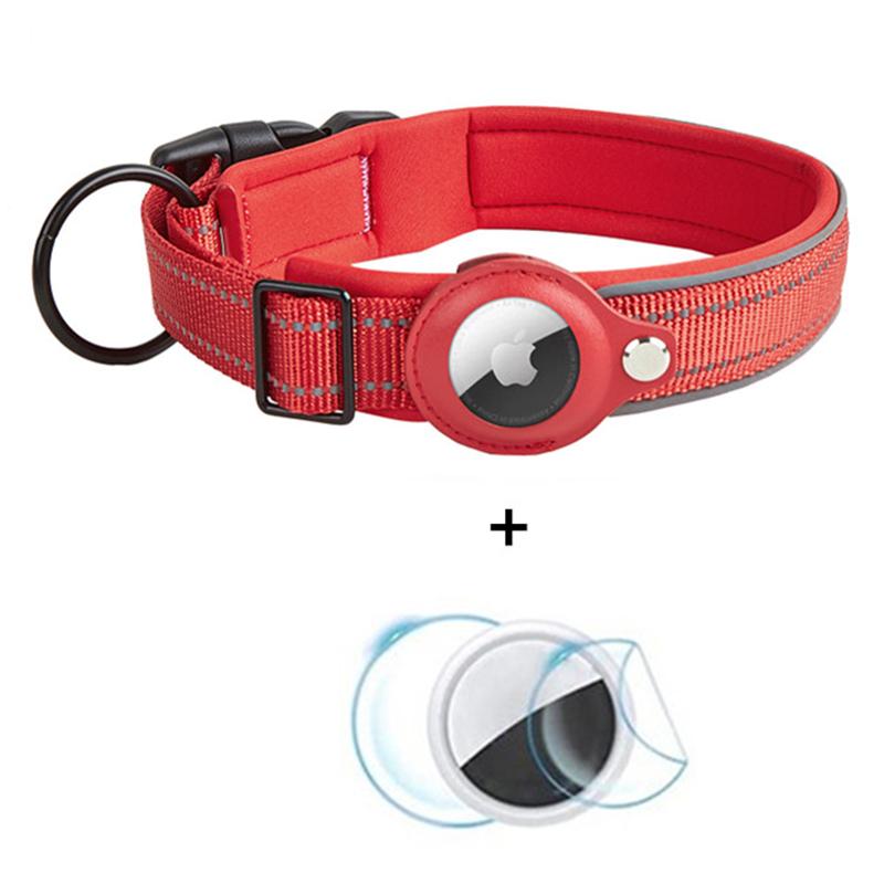 

For AirTag PU Leather Pet Dog Collar Bluetooth-compatible Tracker Holder Protective Case, Size: M E