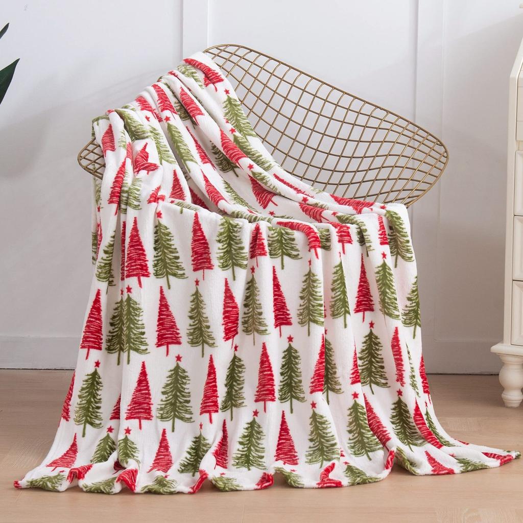 Christmas Tree Flannel Blanket Christmas Blanket Living Room Sofa Blanket Holiday Bedroom Bed Blanket Living Room Cute Blanket
