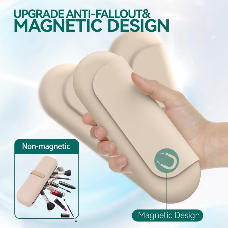Silicone Makeup Brush Holder Storage Bag Compact and Stylish Travel Casewith Upgrade Anti-Fall Out Magnetic Closure