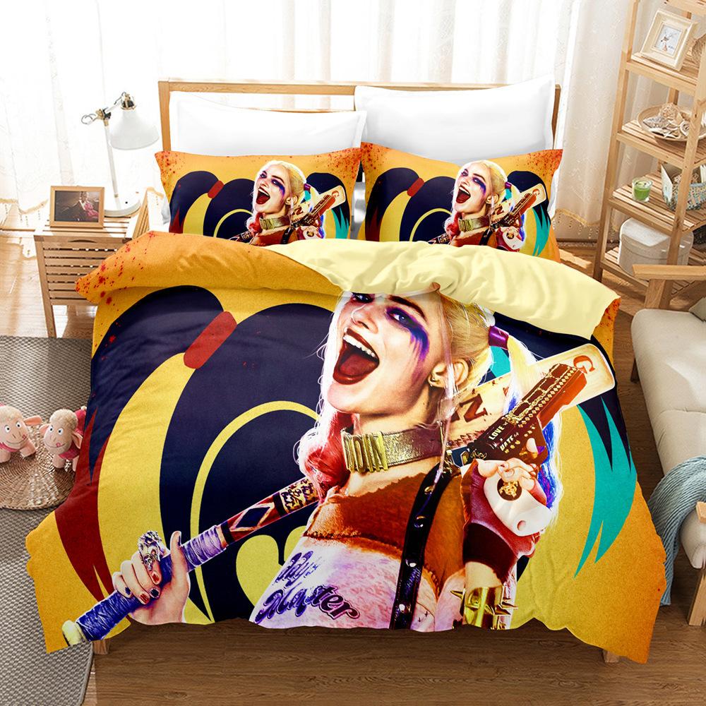 Animated film H-Harley Quinn Bedding SetJoker Duvet Cover Pillowcase 2/3pcs Adult Boy Girl Bedroom Decoration Single/Double