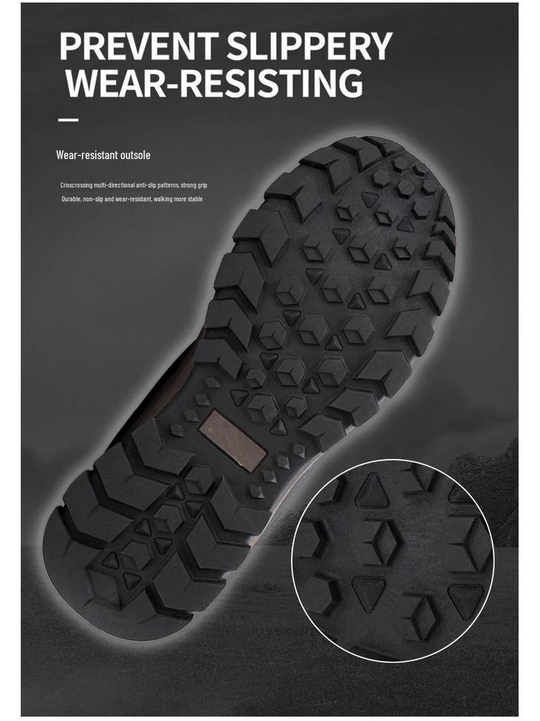 Men's 2025 Winter High-Top Plush Hiking Shoes: Non-Slip, Waterproof, Warm Cotton Footwear for Outdoors