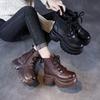 Thick Soled Inner Height Increasing Short Boots Genuine Leather Women's Platform Shoes